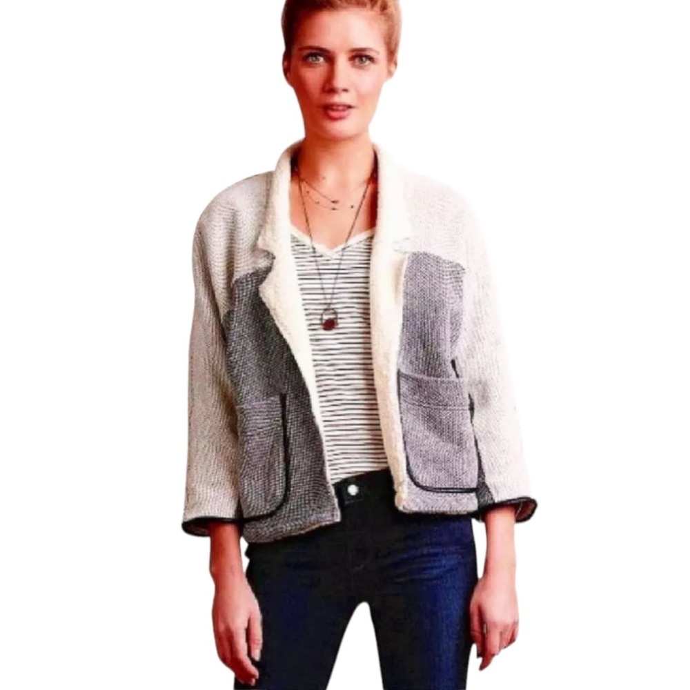 Anthropologie Comfy Gallery Jacket XSmall 0 2 OVERSIZED SOFT Faux Sherling NWT